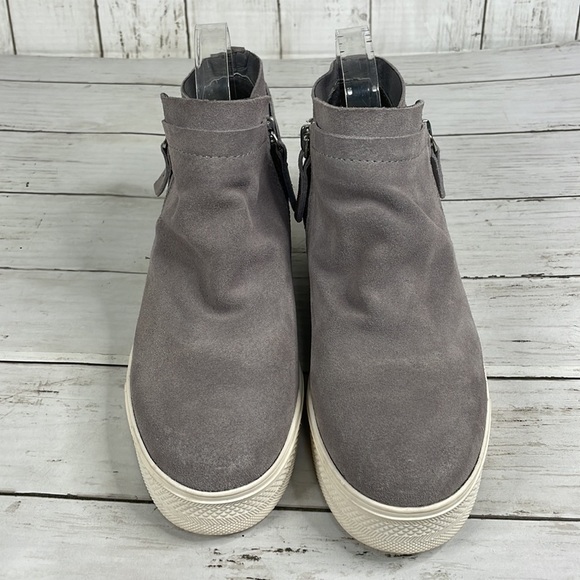 Dolce Vita Grey Suede Hidden Wedge Sneaker Booties - Picture 3 of 13